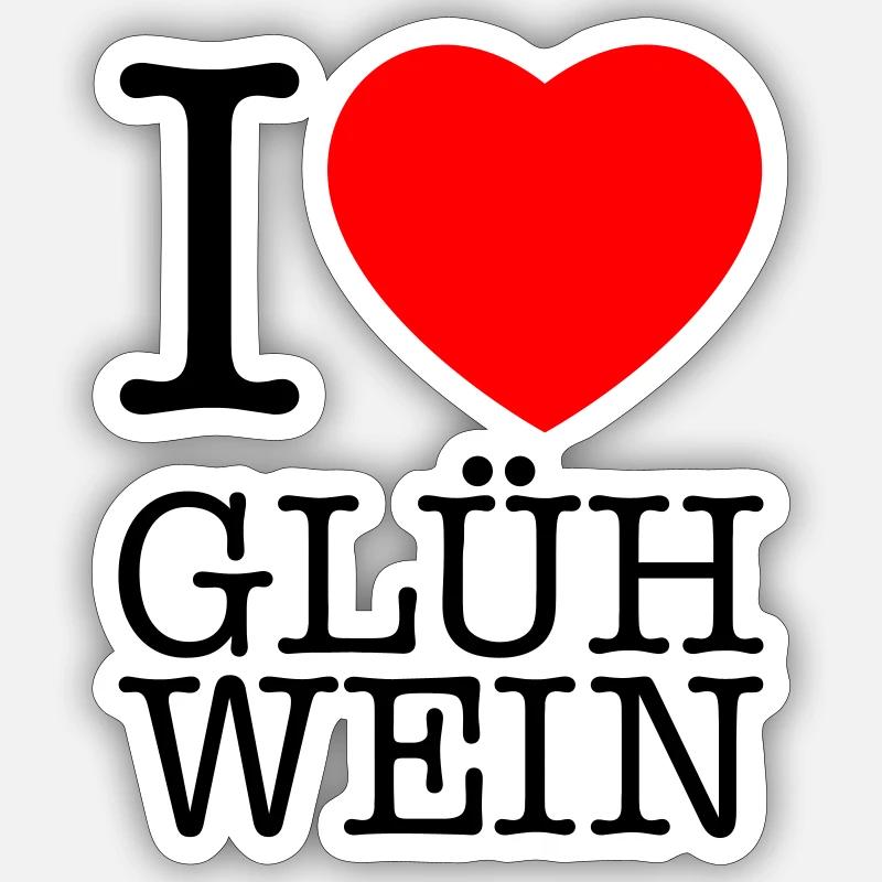I love mulled wine - Sticker size S (10 x 10 cm) - white matte