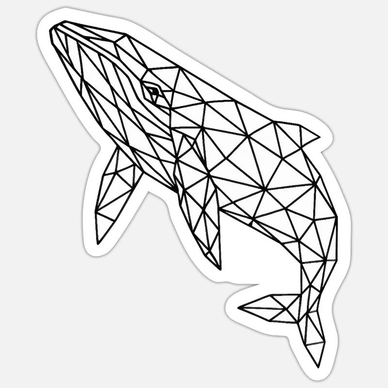 Geometrischer Polygonwal - Sticker Größe S (10 x 10 cm) - Mattweiß