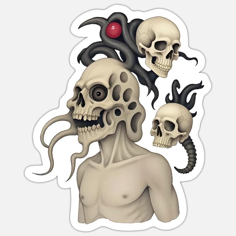 SKULL #3 - dark hell - Sticker size S (10 x 10 cm) - white matte