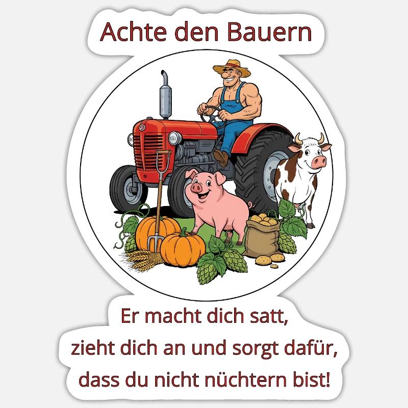 Bauernhof Traktor Rundbild - Sticker Größe S (10 x 10 cm) - Mattweiß