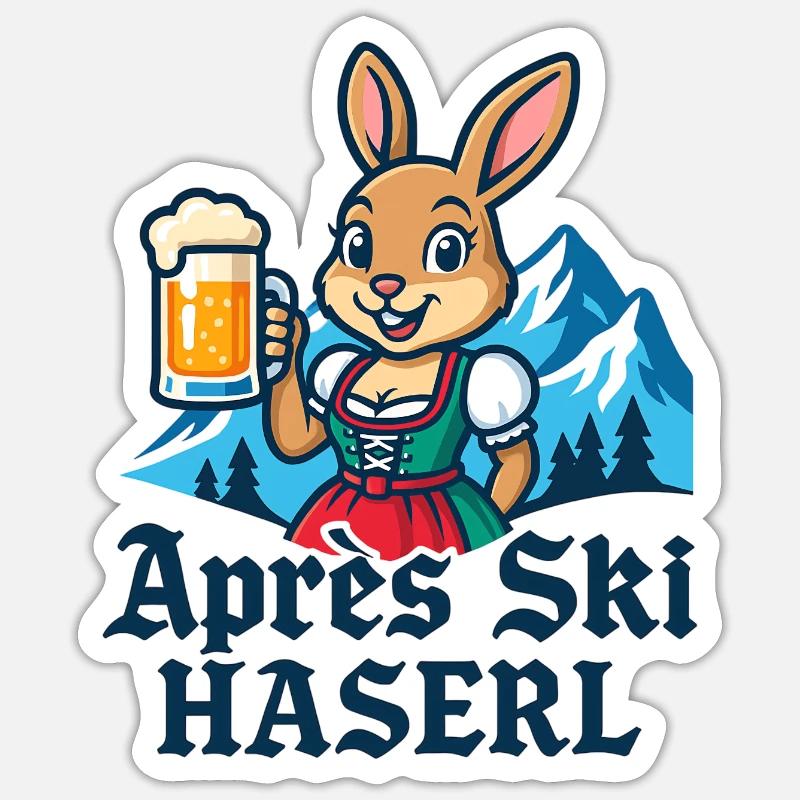 Après-ski Haserl Dirndl Beer - Sticker size S (10 x 10 cm) - white matte