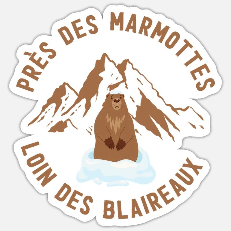 Alpenmurmeltier auf Eis - Sticker Größe S (10 x 10 cm) - Mattweiß