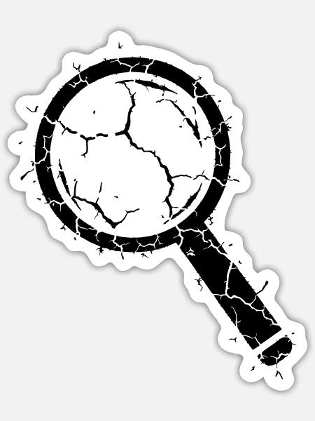 Zerbrochene Lupe Splitter Glas Vektor - Sticker Größe S (10 x 10 cm) - Mattweiß