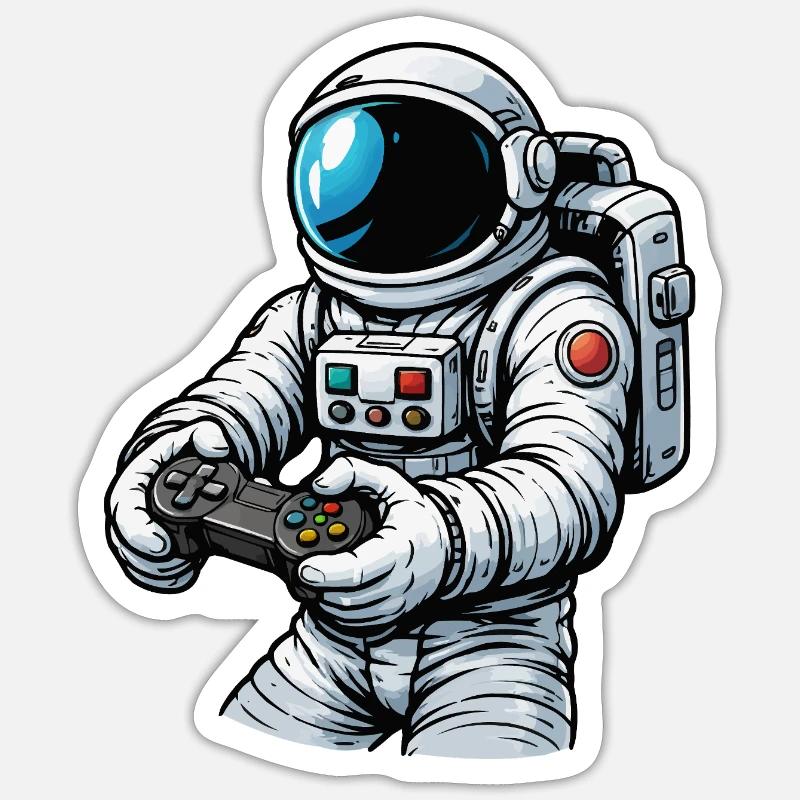 Astronaut mit Gamecontroller Sticker Größe S (10 x 10 cm)