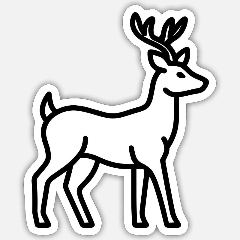 cerf - Sticker taille S (10 x 10 cm) - blanc mat