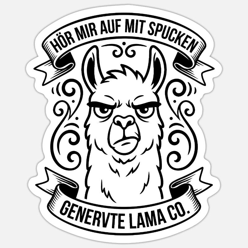 Genervtes Lama mit Spruch - Sticker Größe S (10 x 10 cm) - Mattweiß
