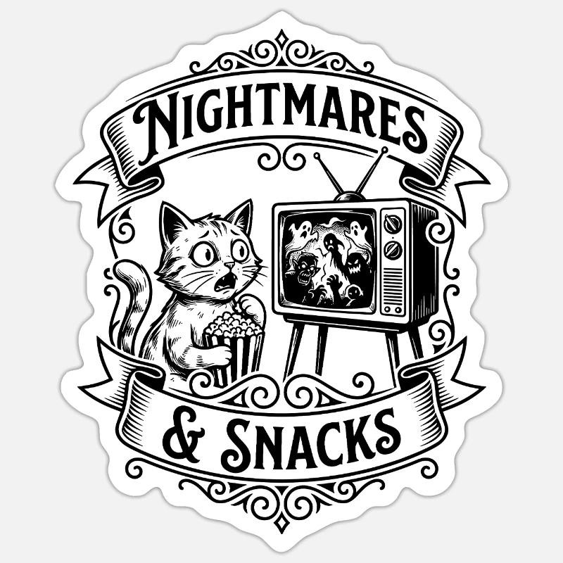 Nightmares & Snacks – Creepy hangovers - Sticker size S (10 x 10 cm) - white matte