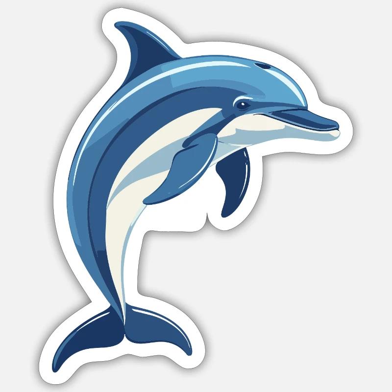 Delfino blu che salta fuori dall'acqua - Sticker formato S (10 x 10 cm) - bianco opaco