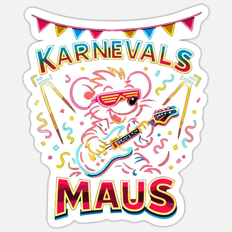 Carnival Mouse Rock Outfit for Cologne Alaaf - Sticker Größe S (10 x 10 cm) - Mattweiß