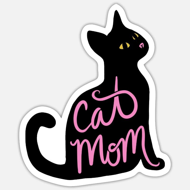 Cat Mom Neon Script - Sticker size S (10 x 10 cm) - white matte