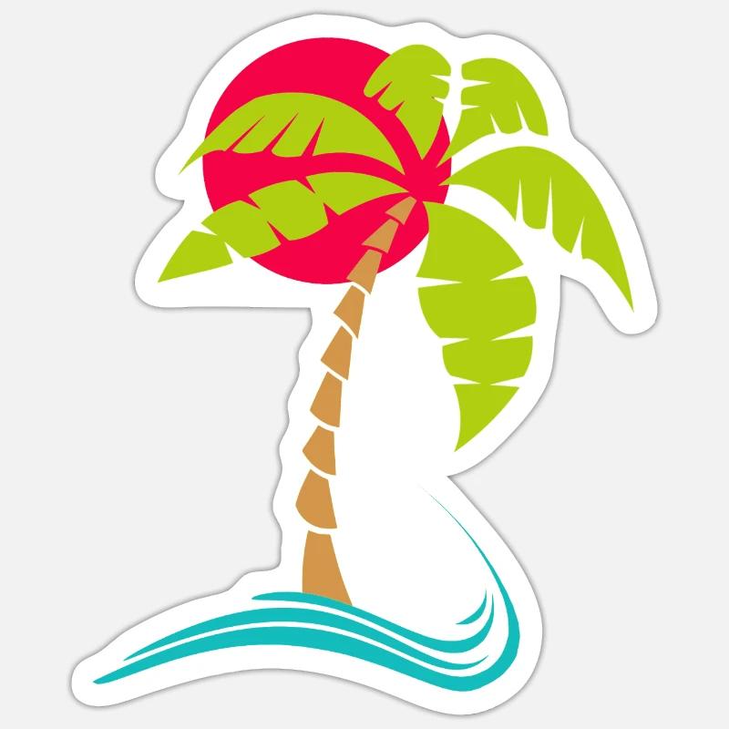 Palm trees summer at sunset - Sticker size S (10 x 10 cm) - white matte