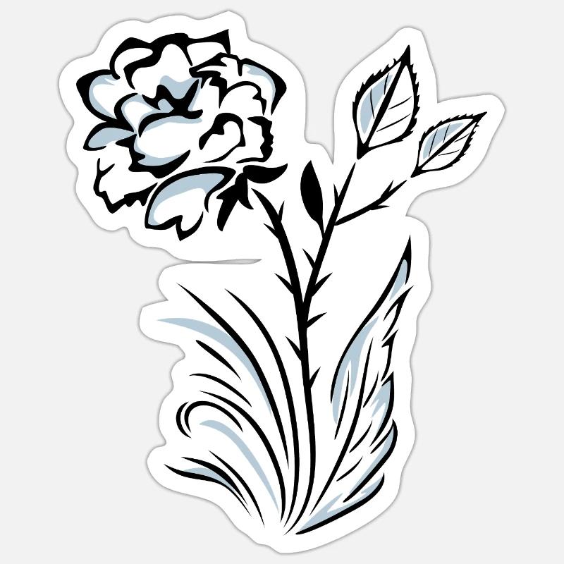 Stylized outlined rose - Sticker size S (10 x 10 cm) - white matte