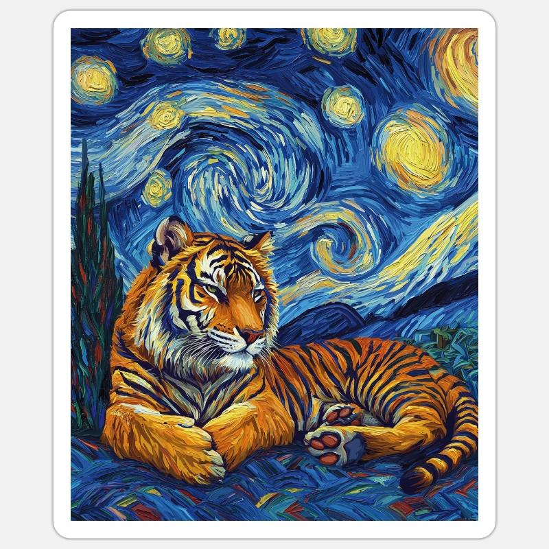 Tiger Van Gogh - Sticker size S (10 x 10 cm) - white matte