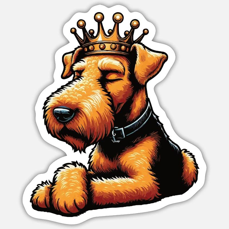 Airedale Terrier Airedales Airedale Lover - Sticker taille S (10 x 10 cm) - blanc mat