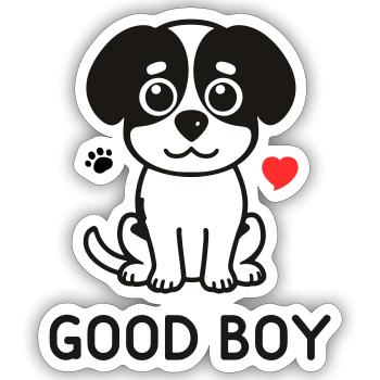 Good Boy – Süßes Hunde Motiv - Sticker Größe S (10 x 10 cm) - Mattweiß - Vorne