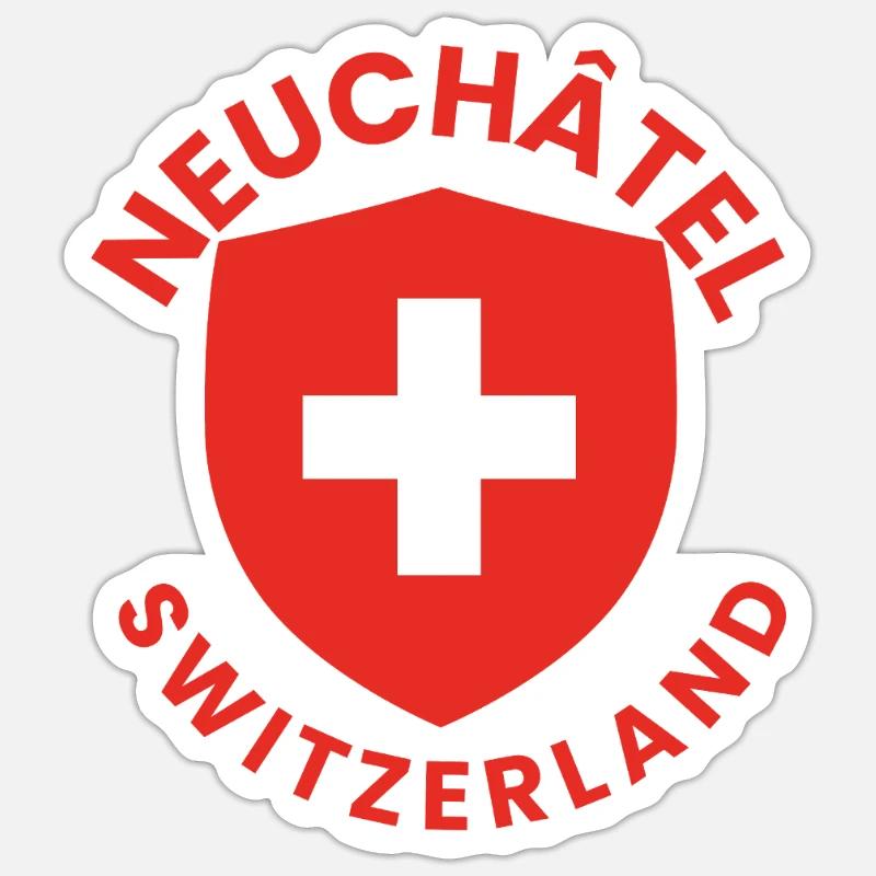 Neuchâtel Swiss Shield - Sticker size S (10 x 10 cm) - white matte