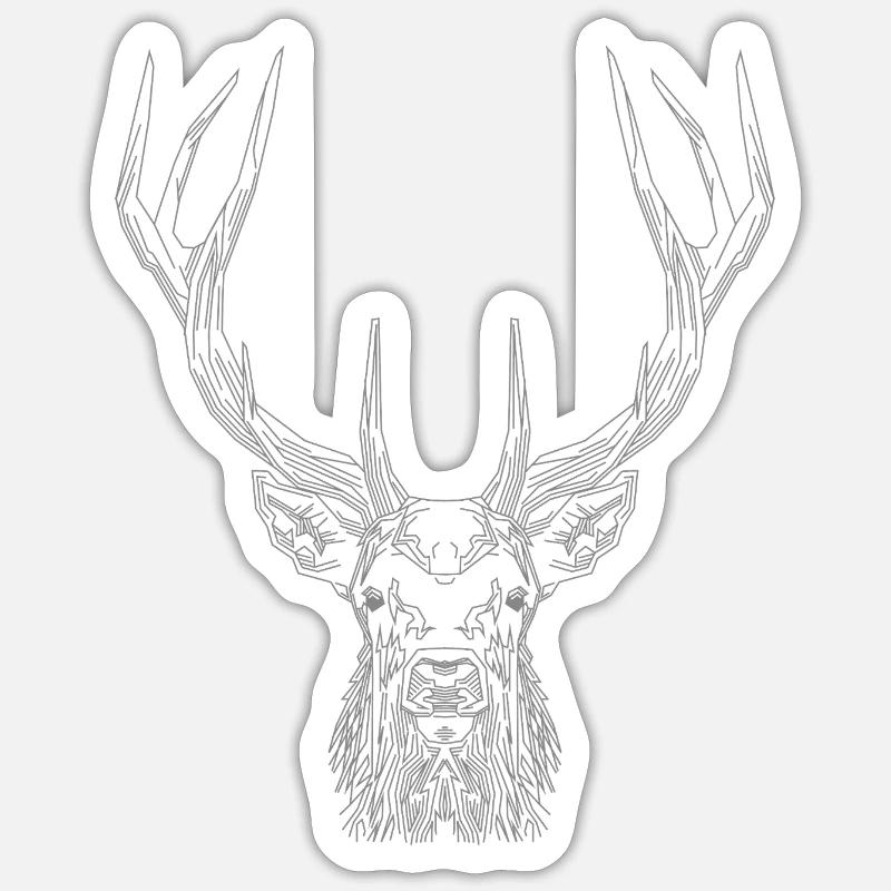 Tech Deer – Geometrischer Hirsch in Grau Sticker Größe S (10 x 10 cm)