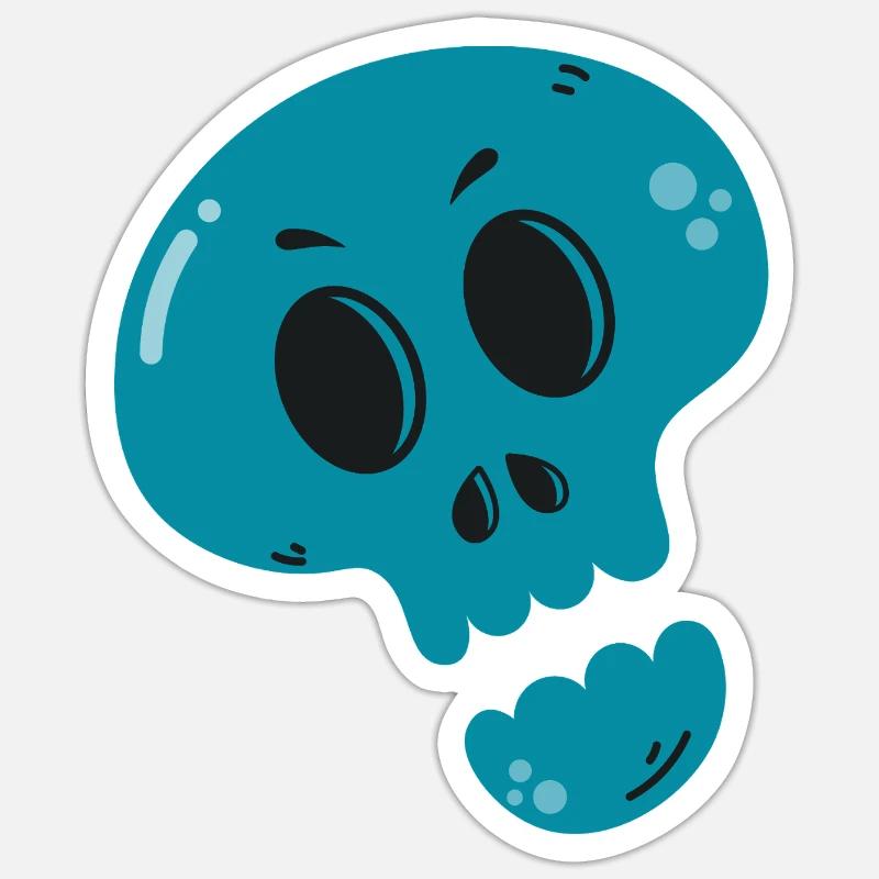 Geschmolzener Blauer Schädel - Sticker Größe S (10 x 10 cm) - Mattweiß