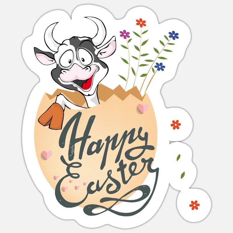 Joyeuses Pâques - Sticker taille S (10 x 10 cm) - blanc mat