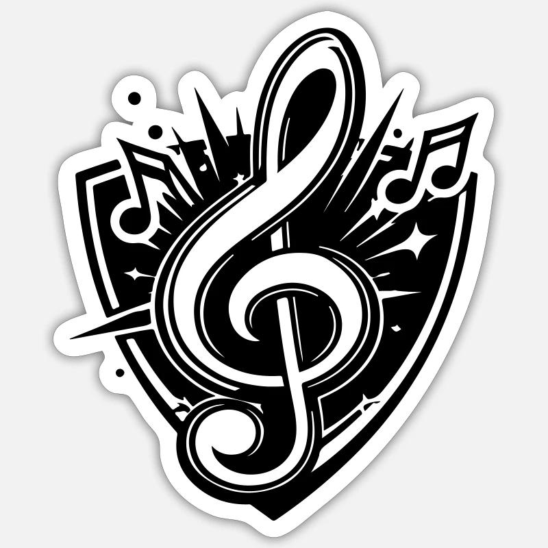 Logo de Clef Music - Sticker taille S (10 x 10 cm) - blanc mat