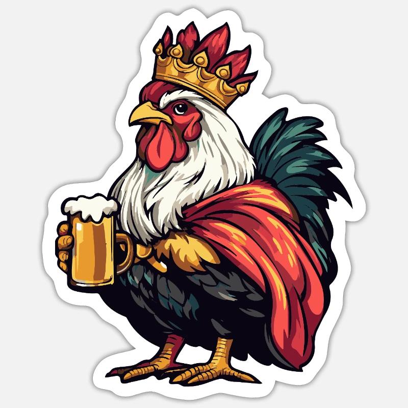 Hahn Bier König - Sticker Größe S (10 x 10 cm) - Mattweiß