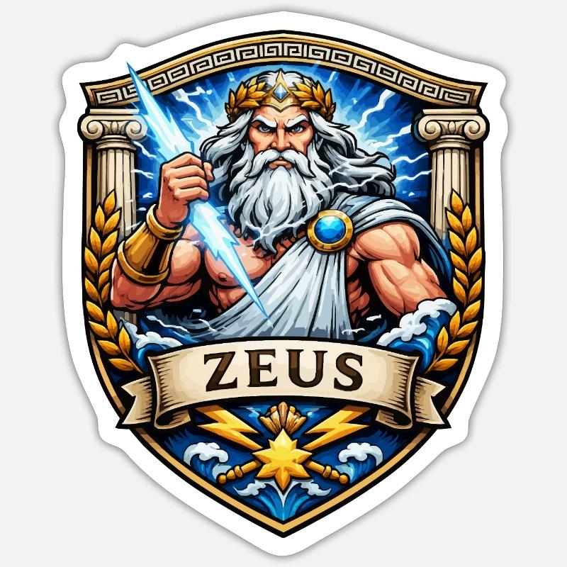 Zeus Thunderstorm Shield Sticker size S (10 x 10 cm)