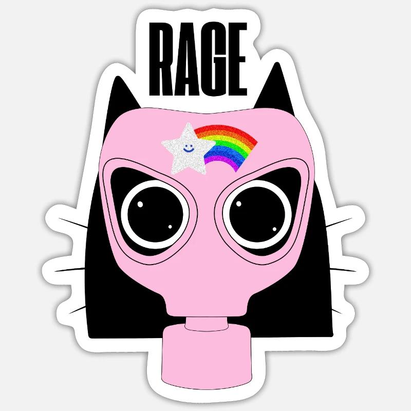 Rage Kitty Cat Protest - Sticker size S (10 x 10 cm) - white matte