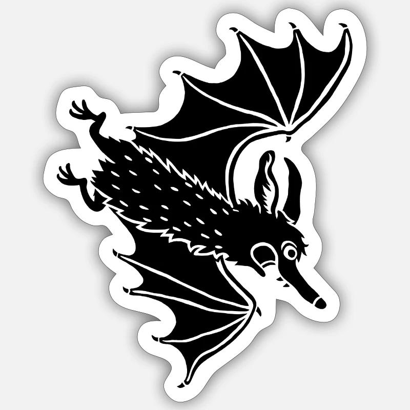 Fledermaus Elli - Sticker Größe S (10 x 10 cm) - Mattweiß