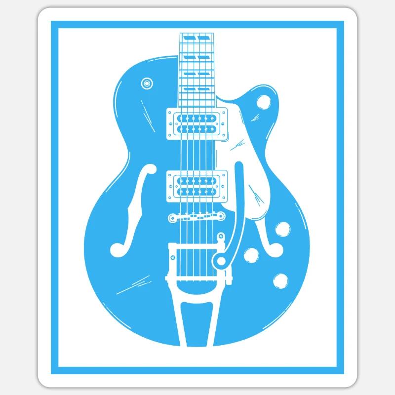 Silhouette de guitare rétro - Sticker taille S (10 x 10 cm) - blanc mat