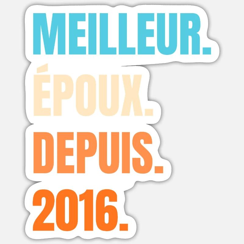 Bester Ehemann seit 2016 Geschenk-Ehemann - Sticker Größe S (10 x 10 cm) - Mattweiß
