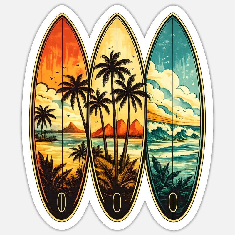 Tropical Surf Triptych - Sticker size S (10 x 10 cm) - white matte