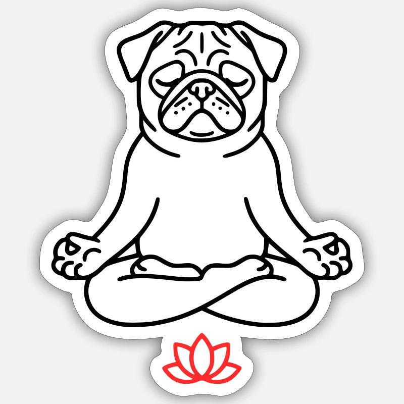 Mops Hund Zen Ausmalbild Sticker Größe S (10 x 10 cm)