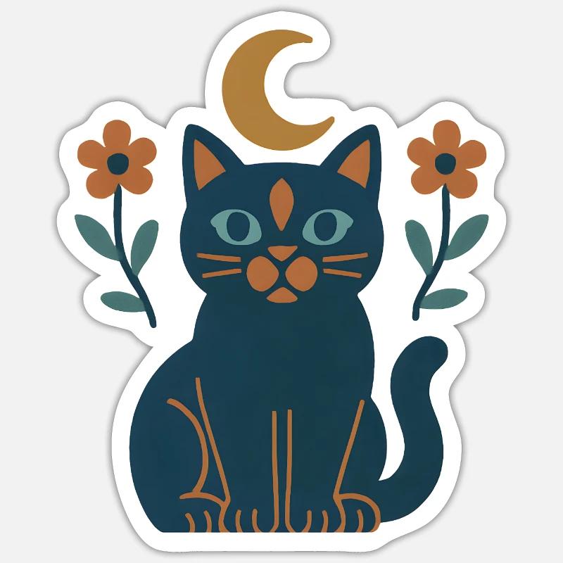 Moonlight Cat Dreams - Sticker size S (10 x 10 cm) - white matte