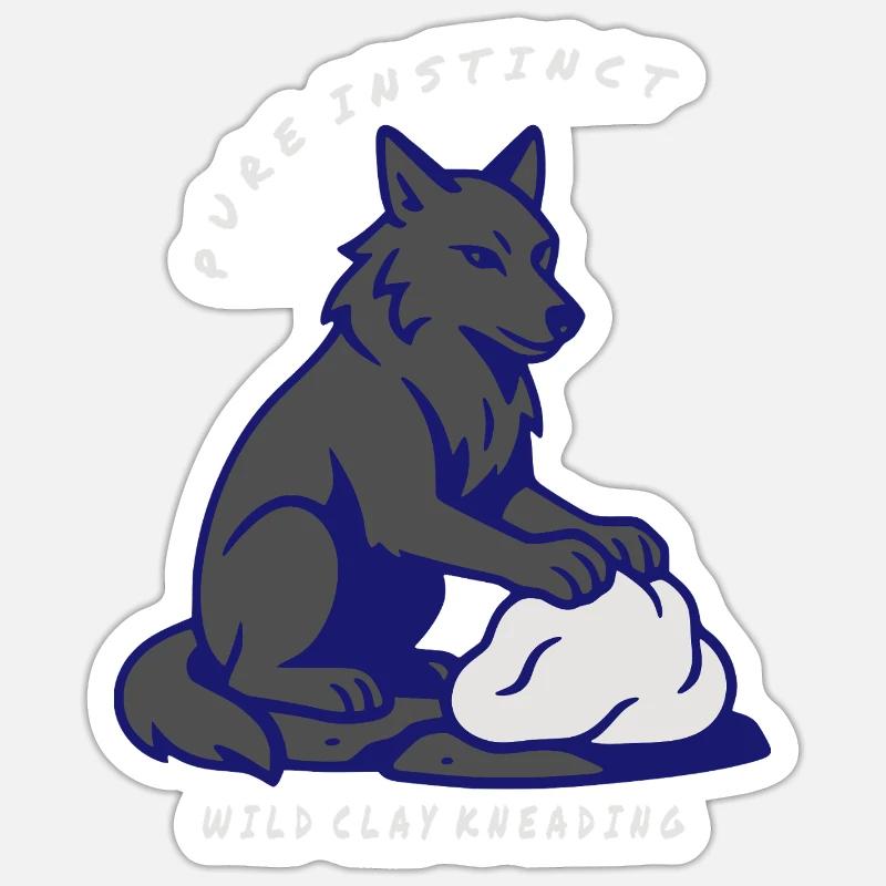 Wolf Instinct: Clay Kneading - Sticker size S (10 x 10 cm) - white matte