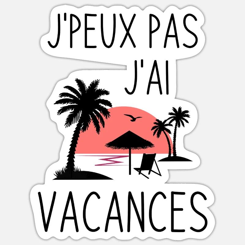 Coucher de Soleil Palmier - Sticker taille S (10 x 10 cm) - blanc mat