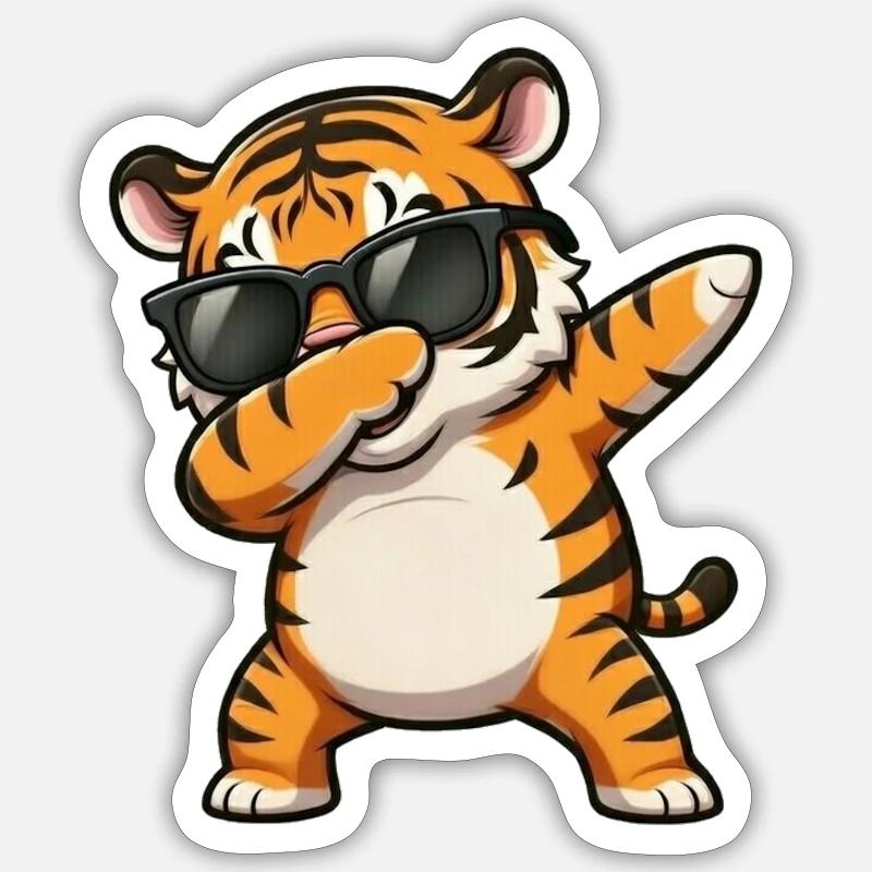 Dabbing Tiger Sticker size S (10 x 10 cm)