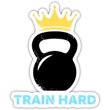 Kettlebell Crown Train Hard - Sticker size S (10 x 10 cm) - white matte - Front