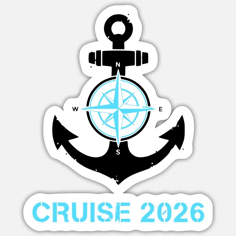 Anker Kompass Cruise 2026 Logo - Sticker Größe S (10 x 10 cm) - Mattweiß