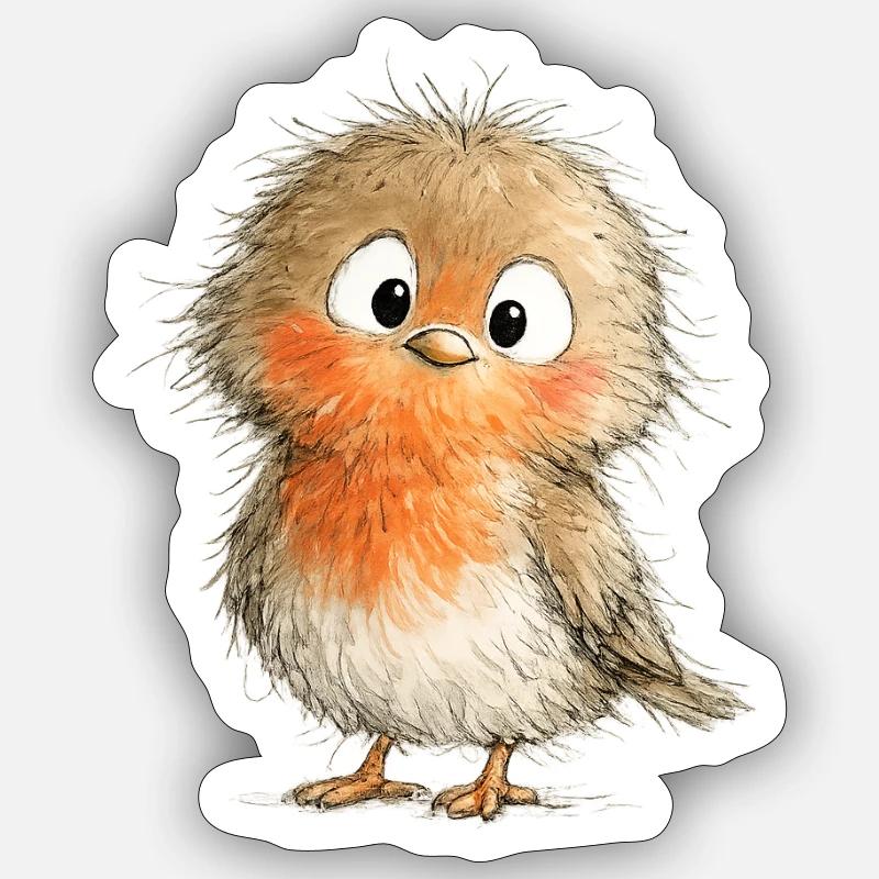 Mignon Robin. - Sticker taille S (10 x 10 cm) - blanc mat