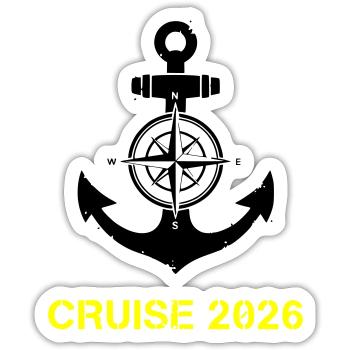 Cruise 2026 Anker Kompass - Sticker Größe S (10 x 10 cm) - Mattweiß - Vorne