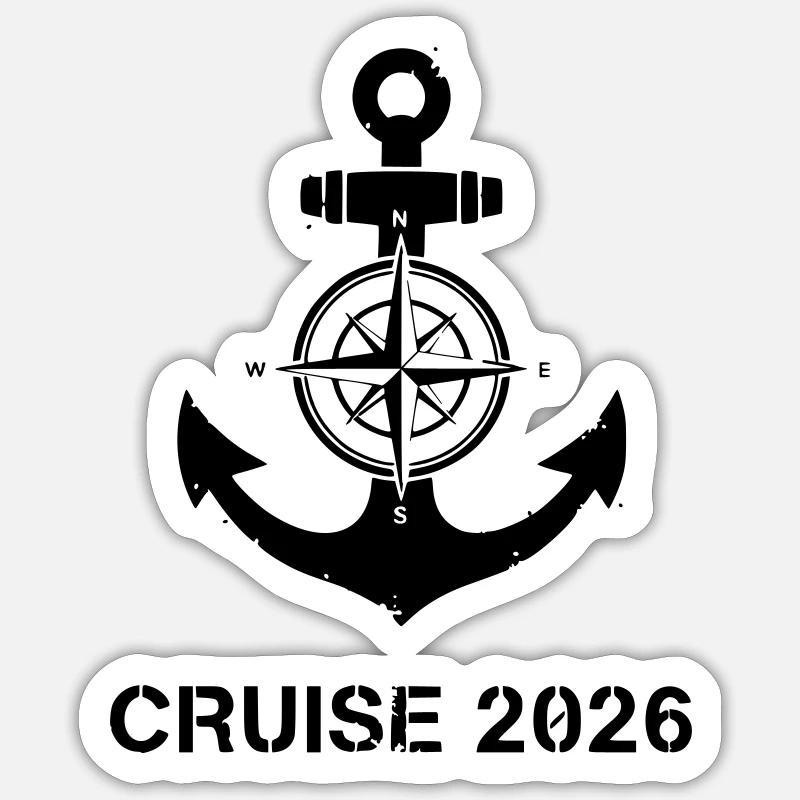 Anchor Compass Cruise 2026 - Sticker size S (10 x 10 cm) - white matte
