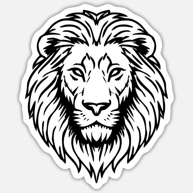 illustration de lion - Sticker taille S (10 x 10 cm) - blanc mat