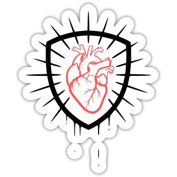 Herz Schild Wappen Farbig - Sticker Größe S (10 x 10 cm) - Mattweiß - Vorne