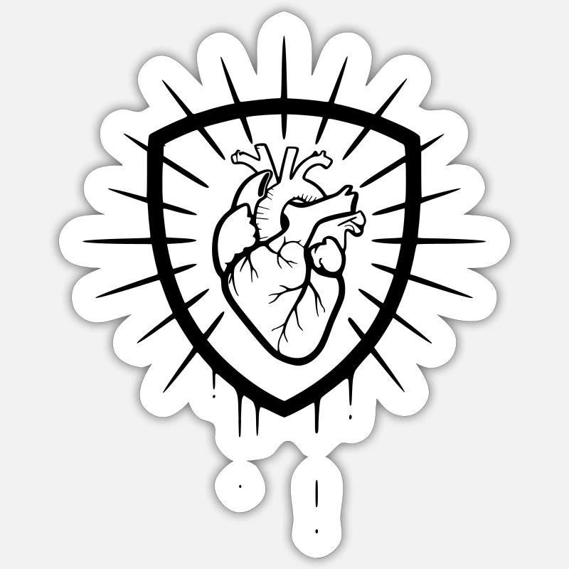 Anatomisches Herz Wappen Kontur - Sticker Größe S (10 x 10 cm) - Mattweiß