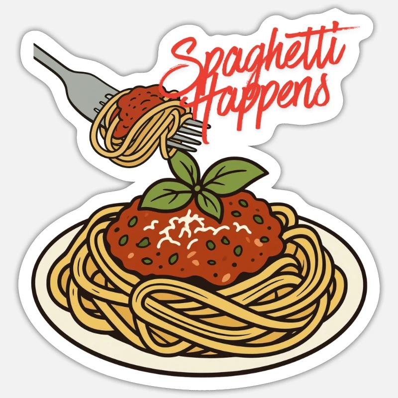 Spaghetti happens - Sticker size S (10 x 10 cm) - white matte