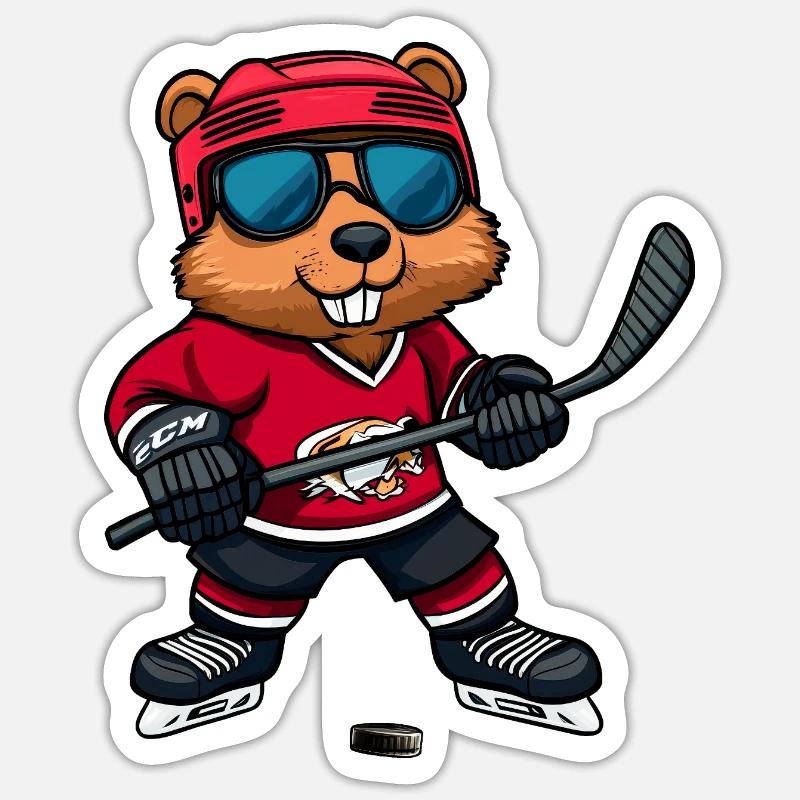 Biber Eishockey - Sticker Größe S (10 x 10 cm) - Mattweiß
