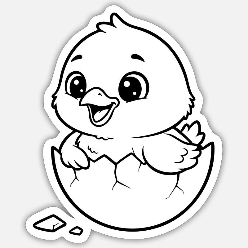 Cute Chick Hatching from Egg Sticker size S (10 x 10 cm)