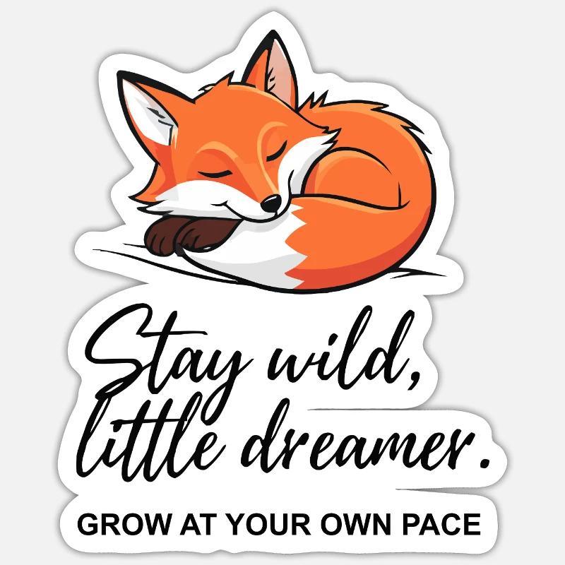 Fox Dreamer: Stay Wild Botschaft - Sticker Größe S (10 x 10 cm) - Mattweiß