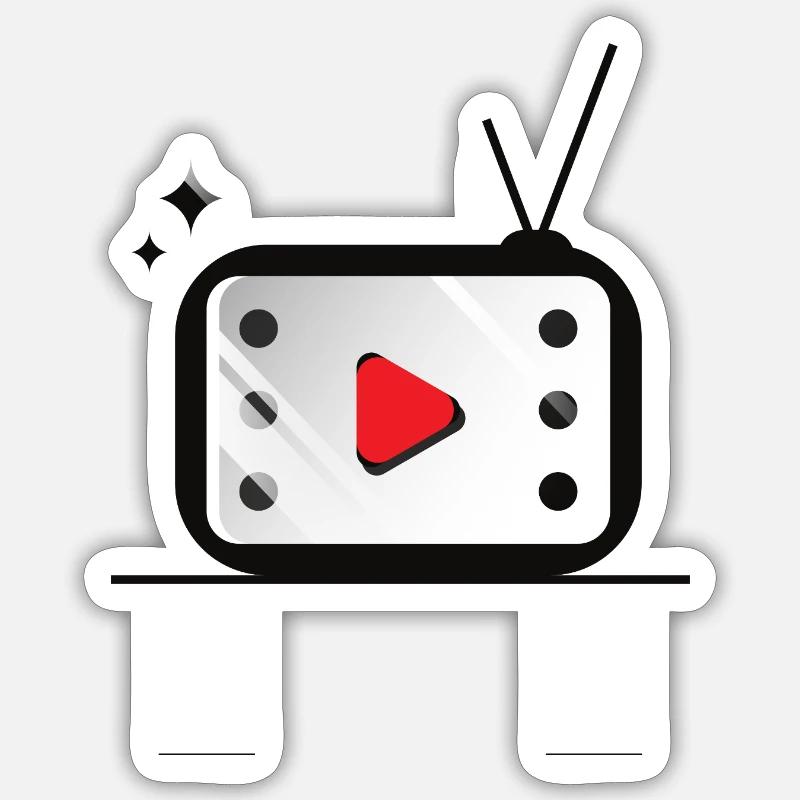 Retro TV Play Button Muster - Sticker Größe S (10 x 10 cm) - Mattweiß