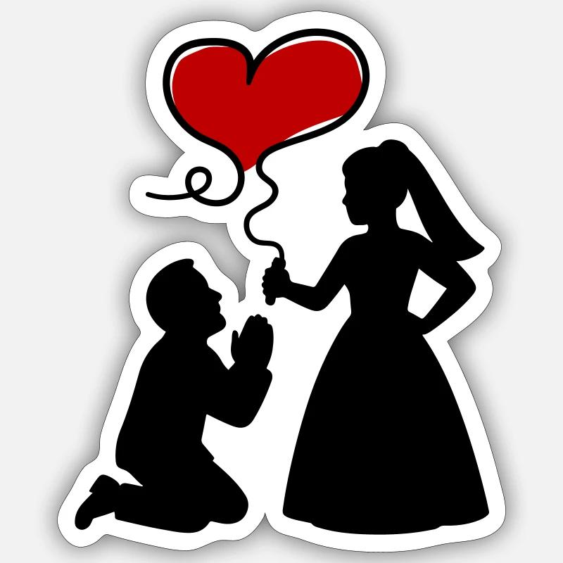 Brautpaar Ehepaar Hochzeit - Sticker Größe S (10 x 10 cm) - Mattweiß